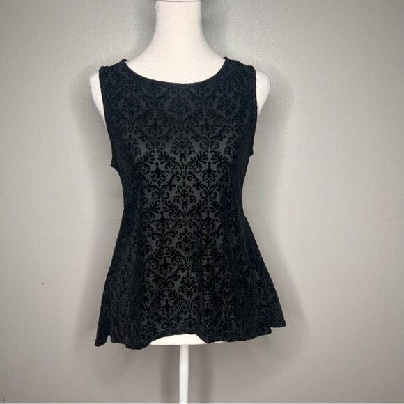 Forever 21 Tops - Women’s Sm. Y2K Sheer Velvet Baroque Peplum Sleeveless Top Blouse Witchy Vampire